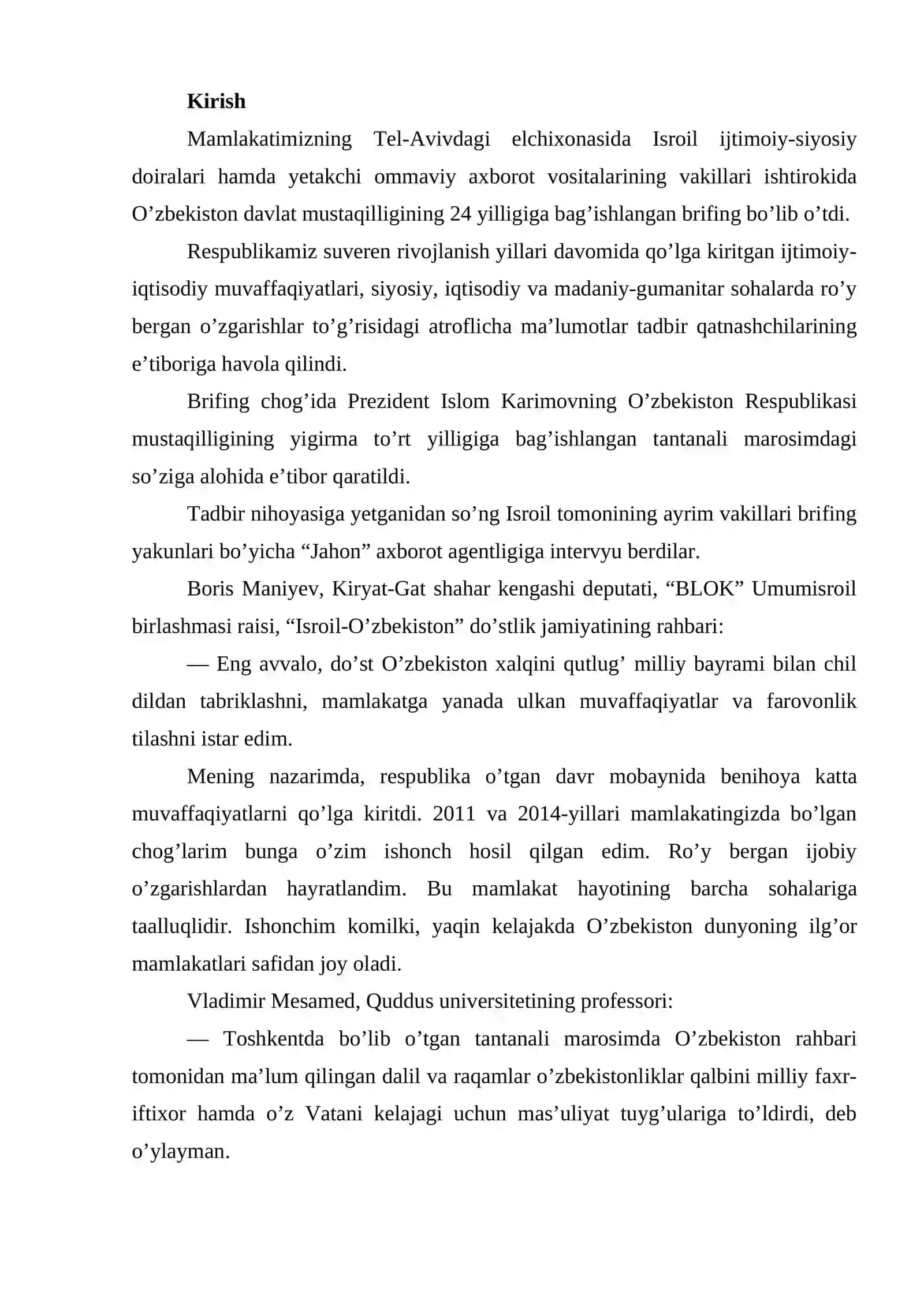 O'zbekistonning markaziy osiyoda tinchlik va barqarorlikni ta'minlashdagi o'rni 2