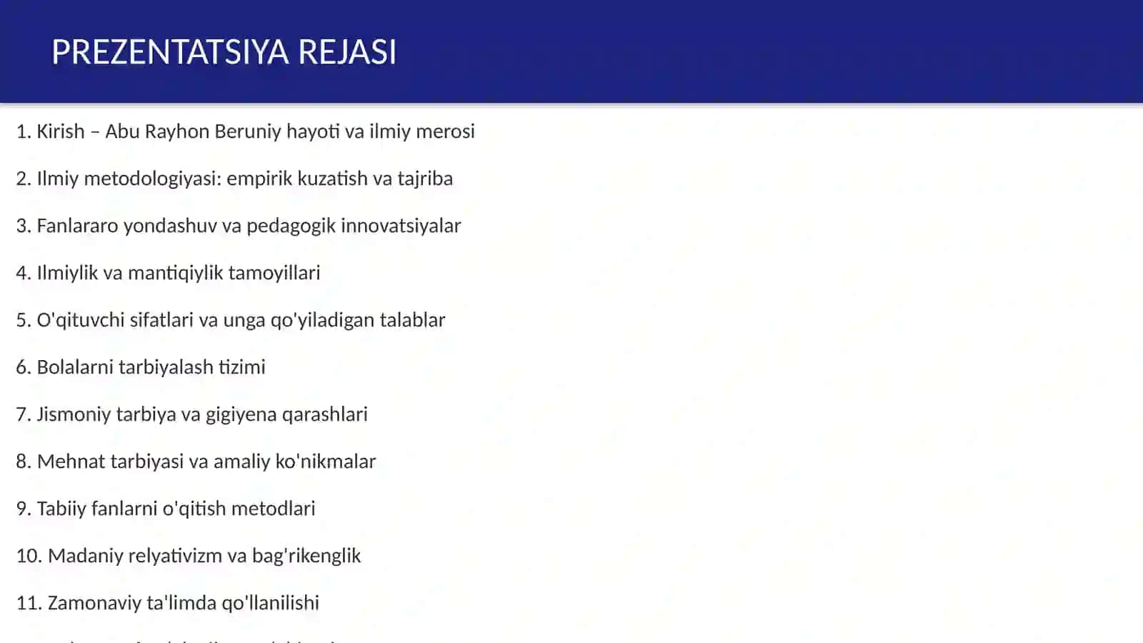 Abu Rayhon Beruniyning ta'lim-tarbiyaviy qarashlari 2