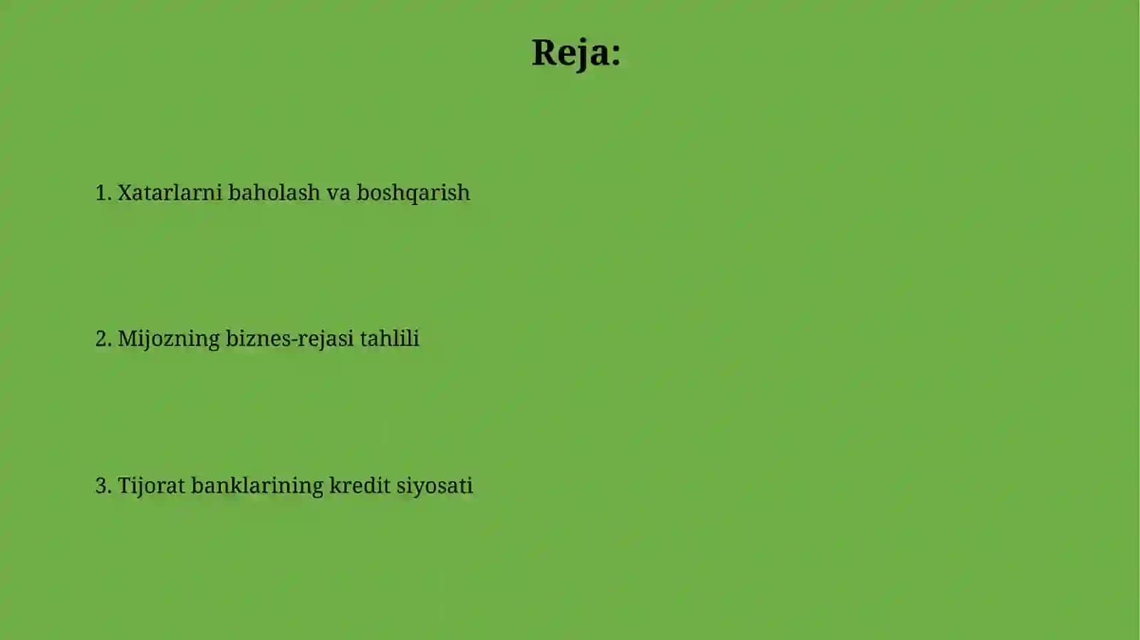Tijorat banklarida mijozning biznes rejasini tahlili 2