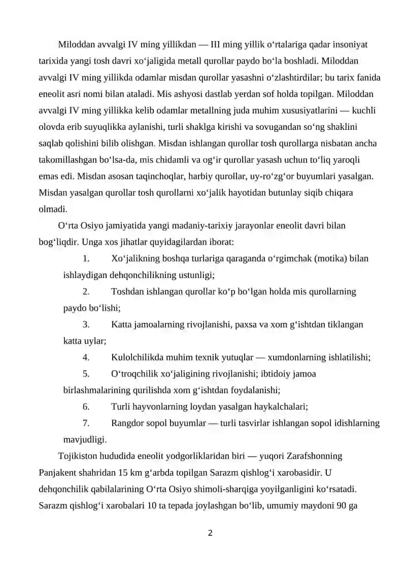 Oʻrta Osiyodagi eneolit davri — ibtidoiy manzilgohlari 2