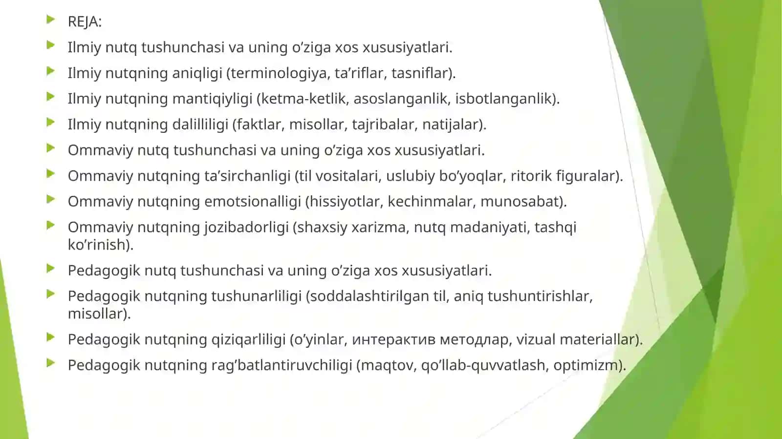 Ilmiy Nutqning Xususiyatlari 2