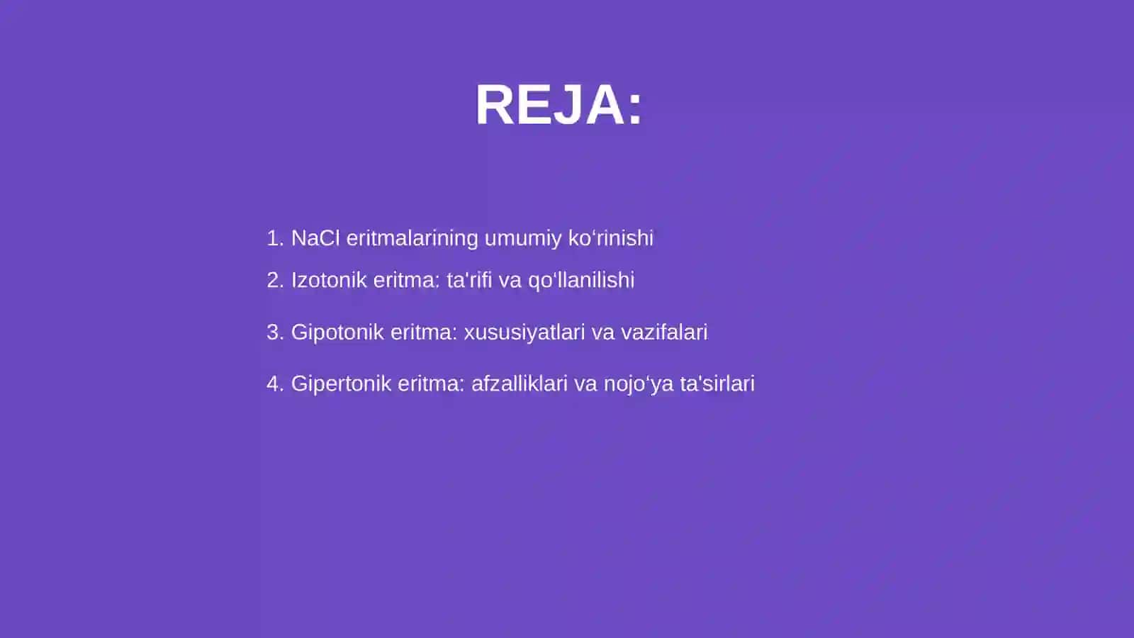 NaCl ning izotonik gipotonik Va gipertonik eritmalarini tayyorlash 2
