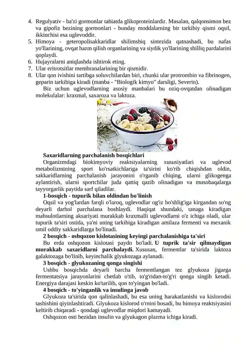 Karbonsuvlar tuzilishi va funksiyalari 2