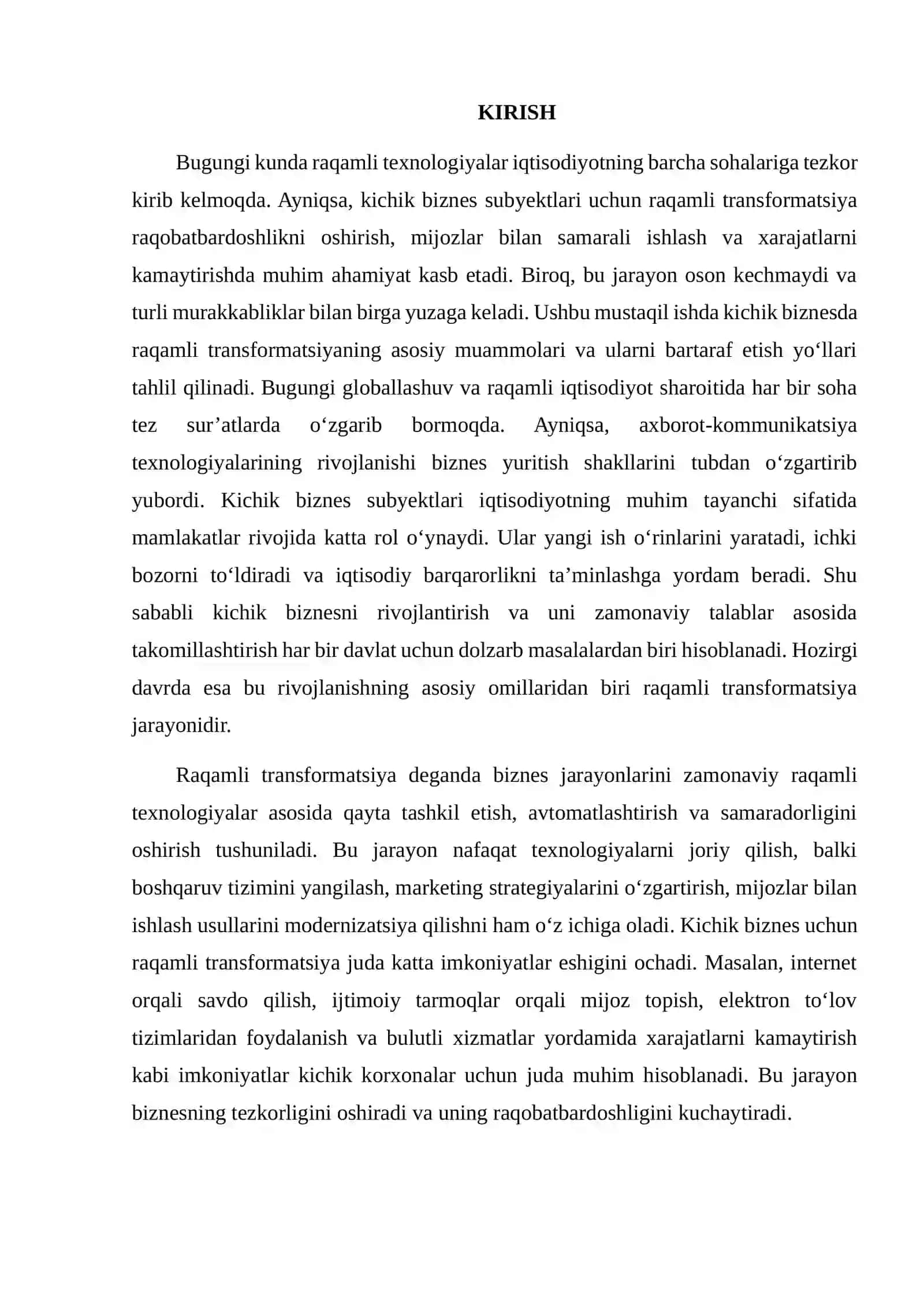 KICHIK BIZNES UCHUN RAQAMLI TRANSFORMATSIYANING MURAKKABLIKLARI 2