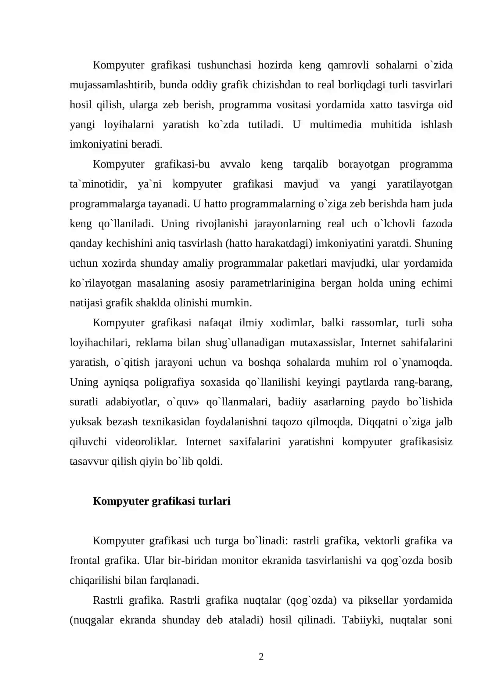 Кompyuter grafikasi turlari 2