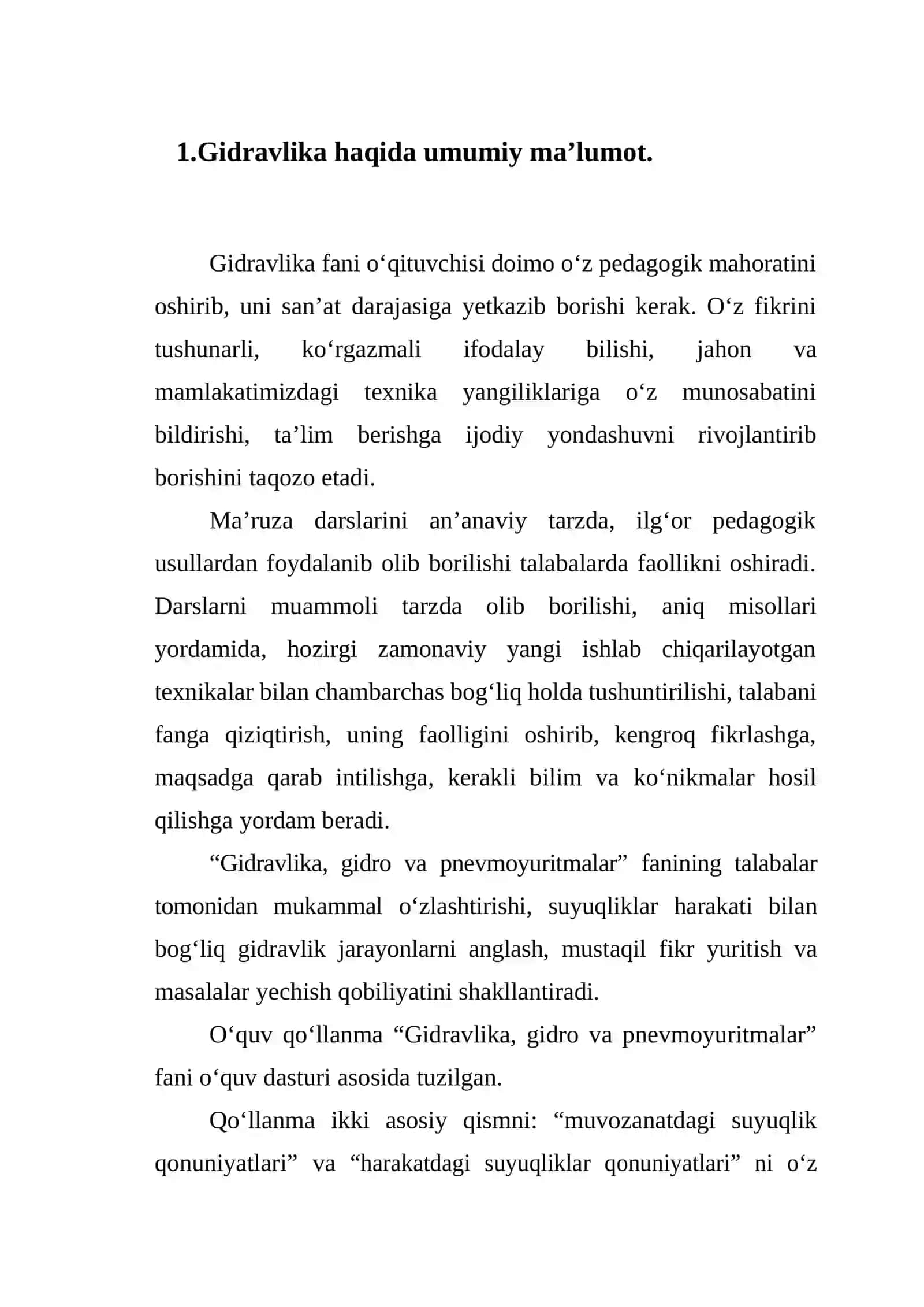 Gidravlika haqida umumiy ma’lumot 2