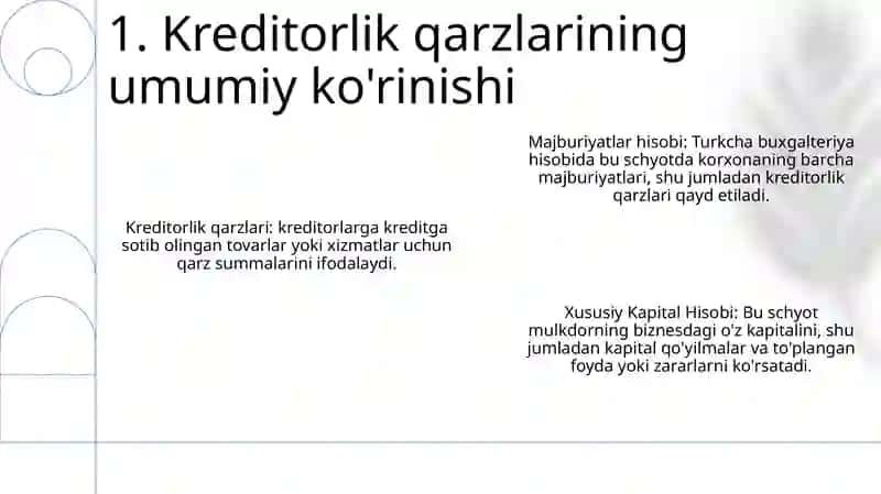Majburiyatlar Hisobi. Xususiy Kapital Hisobi 2