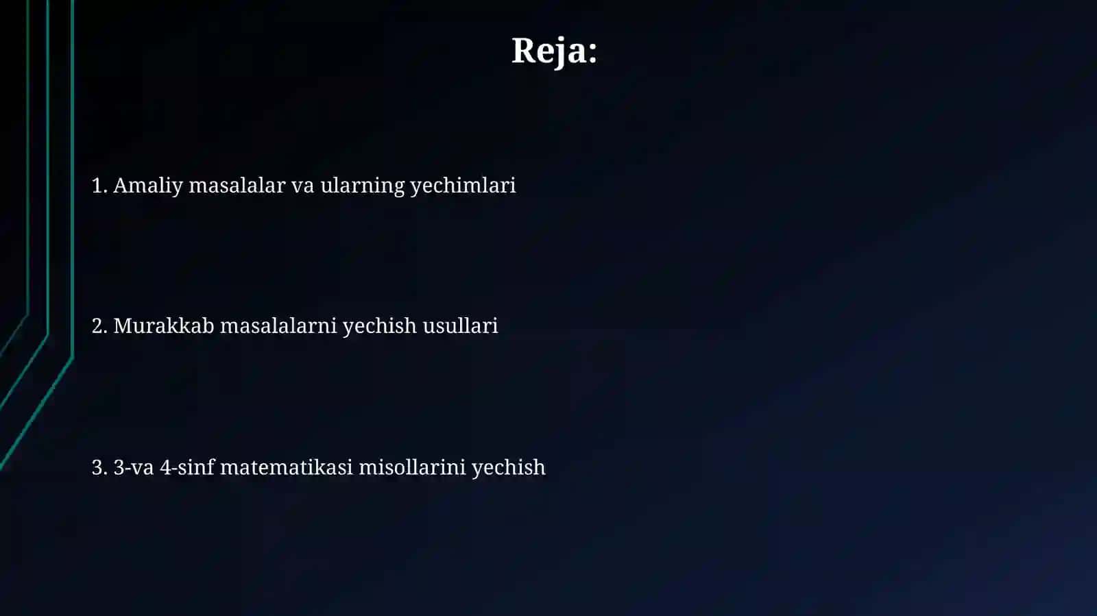 Amaldagi 3 sinf va 4 sinf matematika darslaridagi misol vamasalalariniishlash 2