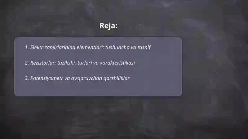 Elektr zanjirlarining elementlari 2
