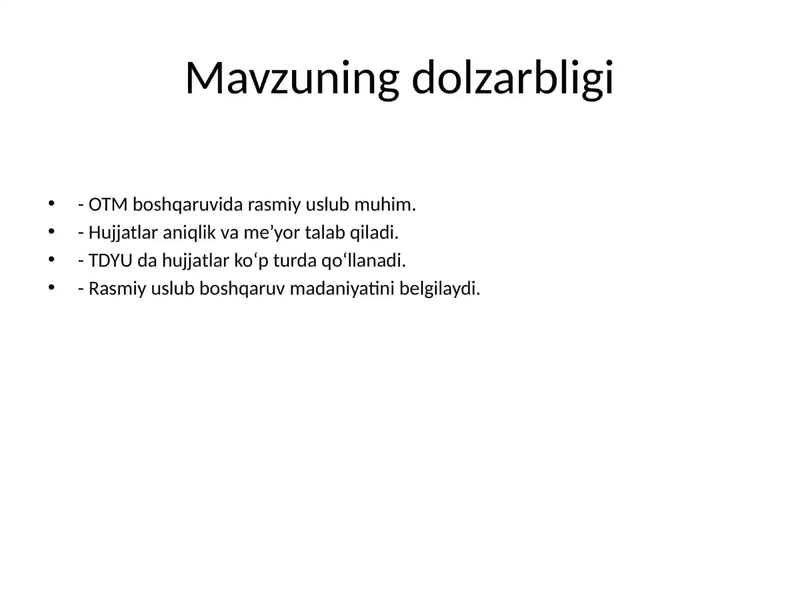 Termiz davlat universiteti ish qog‘ozlari uslubiyati 2