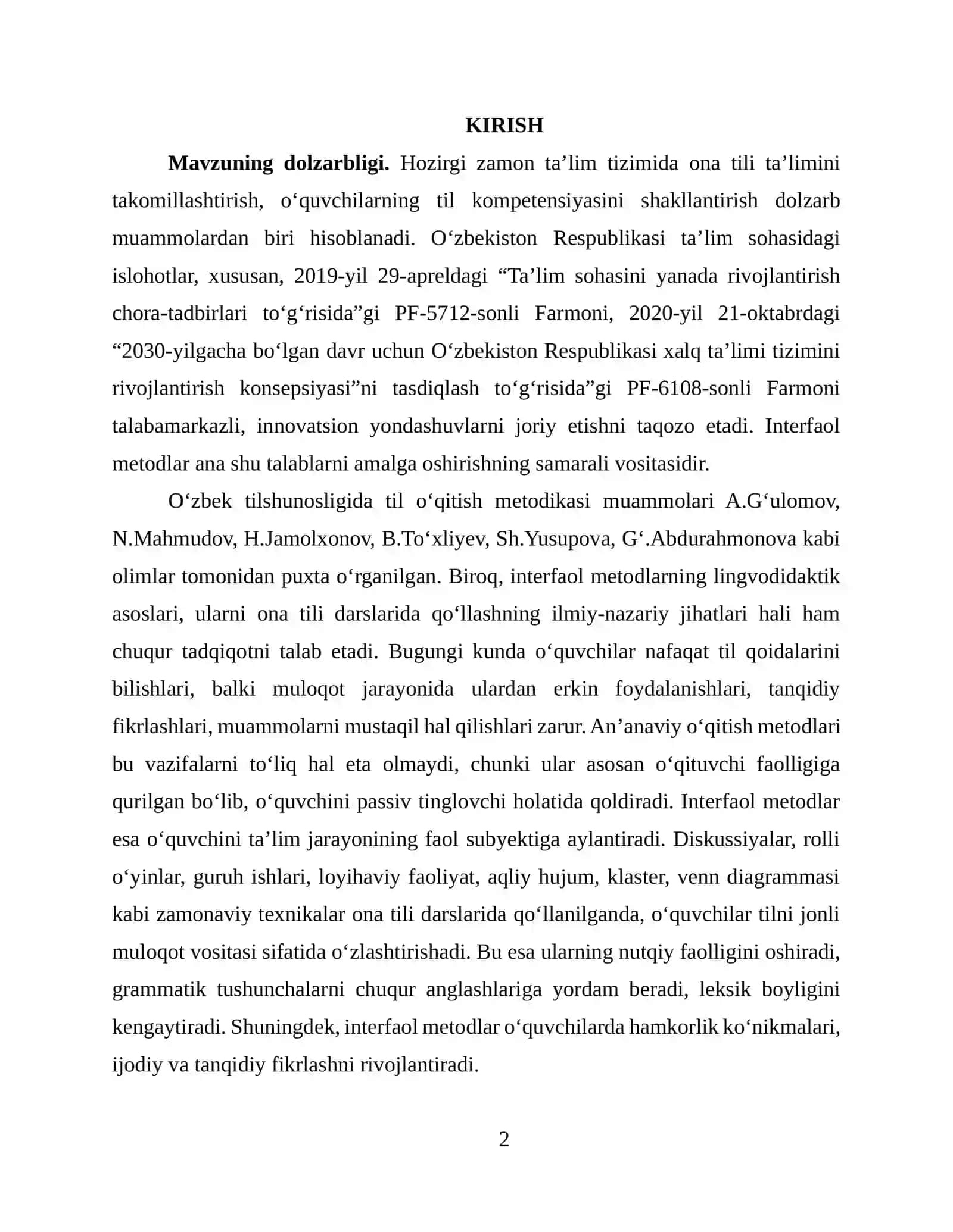 ONA TILI TA’LIMIDA INTERFAOL METODLARNING LINGVODIDAKTIK VA NAZARIY ASOSLARI 2