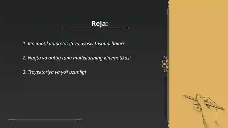 Kinematikaning asosiy tushunchalari 2