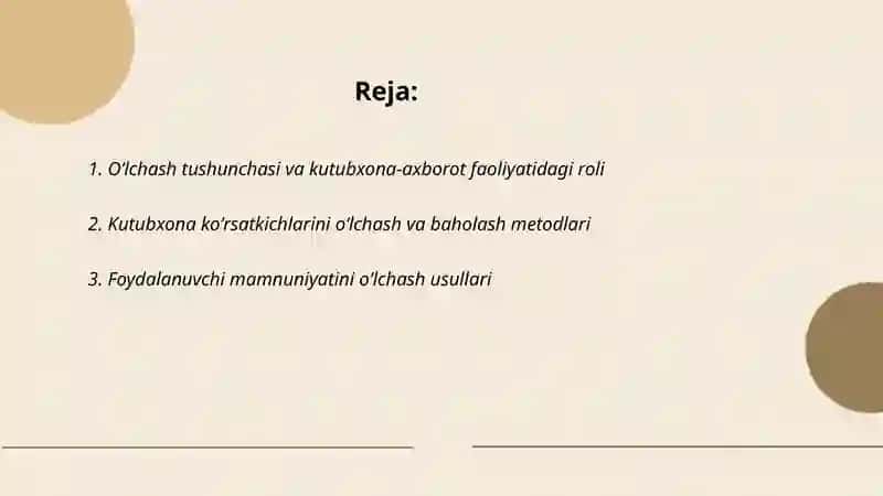 Oʻlchashlarning kutubxona-axborot faoliyatidagi ahamiyati 2