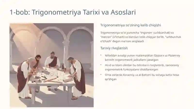 Trigonometrik funksiyalarning qiymatlari jadvali 1 2