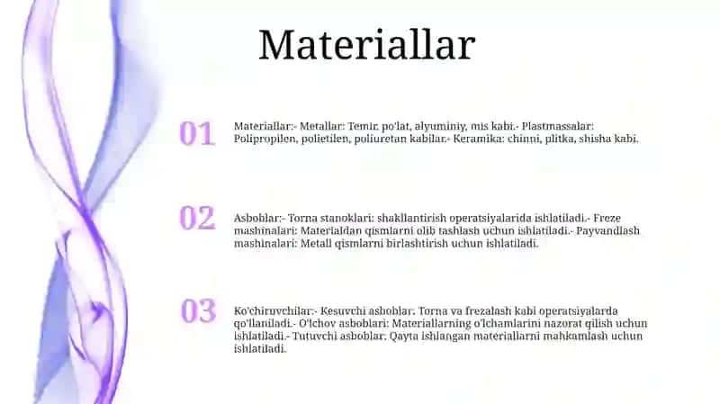 OʻRtalik Birikmalarni Bajarishda Ishlatiladigan Materiallar Asboblar Va Moslamalar Tavsifi 2