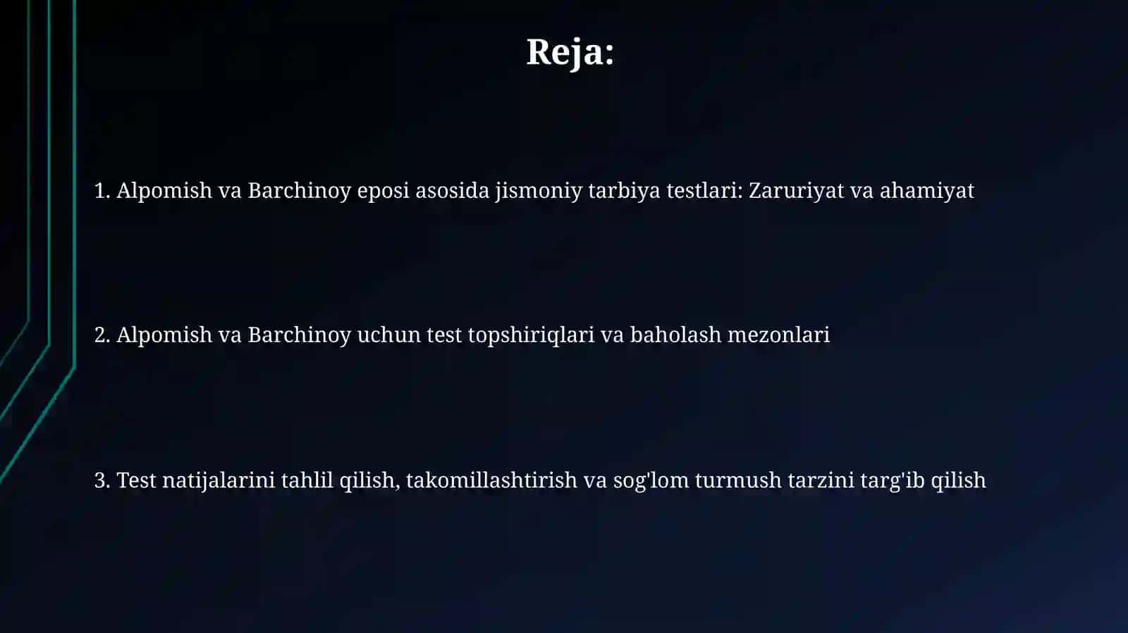 Alpomish va Barchinoy test sinovlari jismoniy tarbiya bo'yicha 2