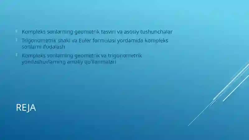Kompleks sonlarning geometrik ma’nosi va trigonometrik shakli 2