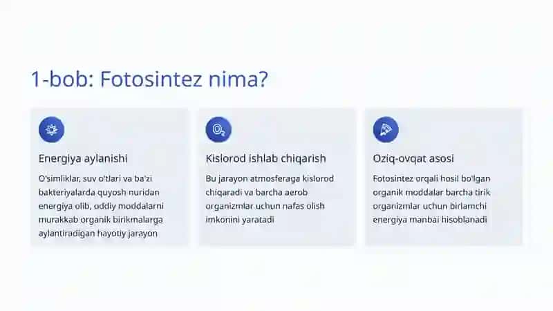 Fotosintez jarayoni: Hayot manbai 2
