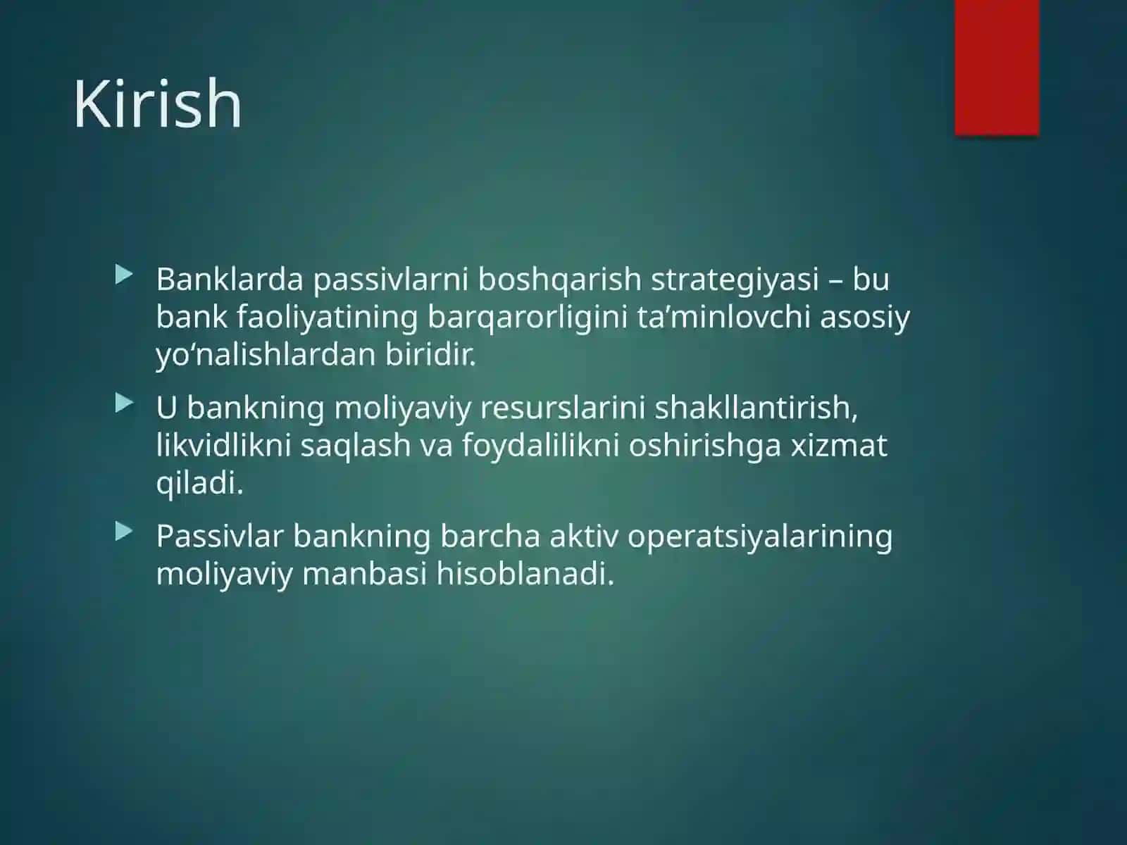 Banklarda passivlarni boshqarish strategiyasi 2