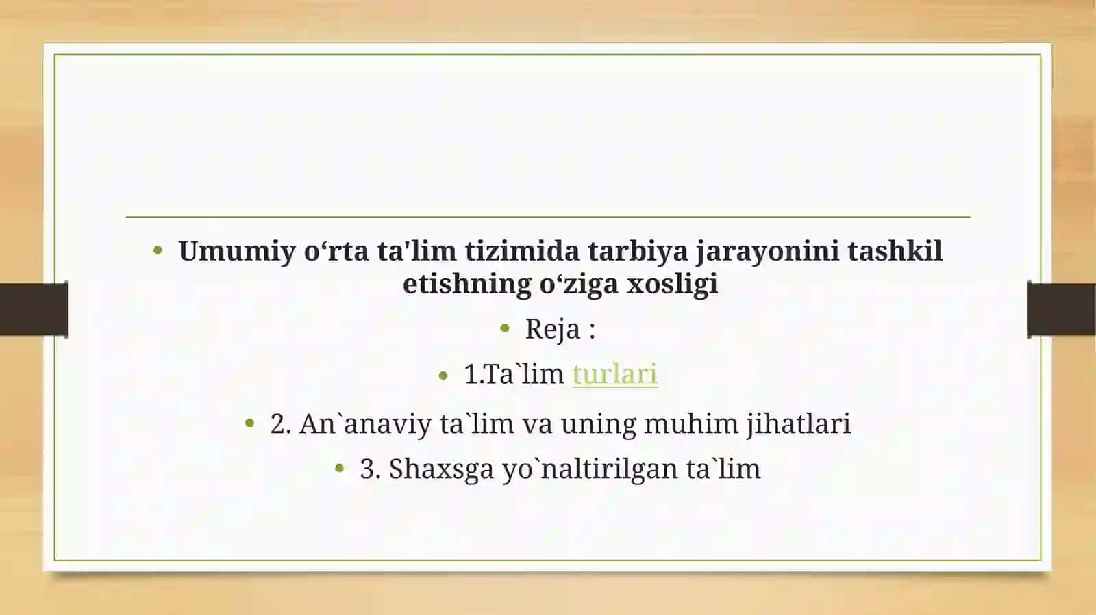 umumiy o'rta ta'lim tizimida tarbiya jarayonini tashkil etishning o'ziga xosligi slayd 2