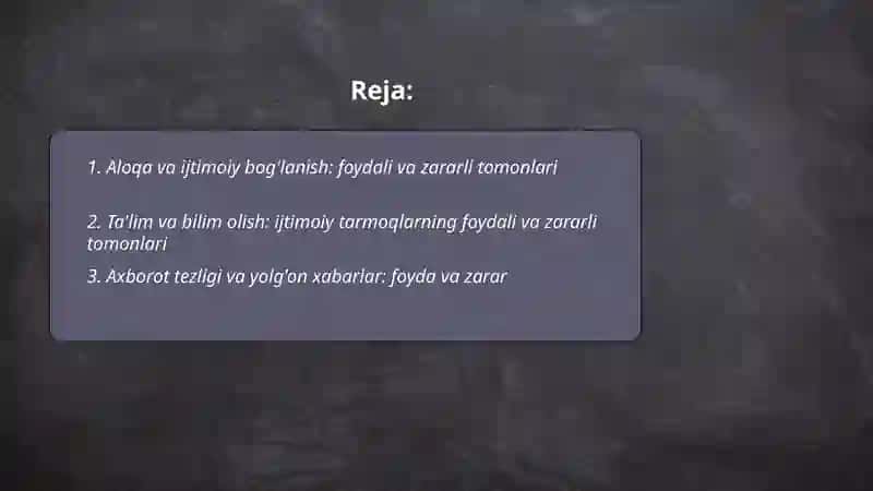Ijtimoiy tarmoqlarning foydali va zararli tomonlari taqqoslash 2
