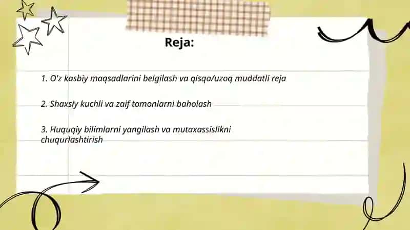 Huquqshunosning shaxsiy rivojlanish rejasi 2
