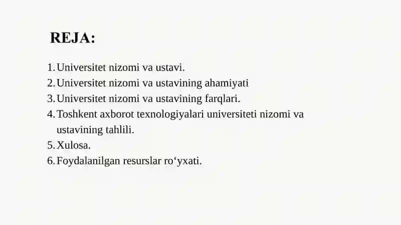 UNIVERSITET NIZOMI VA USTAVINI TAHLIL QILISH 2