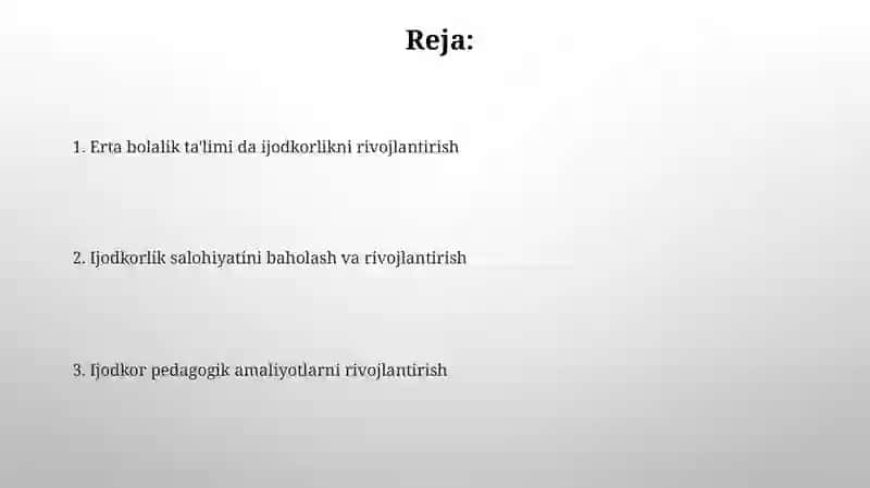 Boʼlajak maktabgacha taʼlim pedagoglarini kerativ qobilyatlarini tivojlantirish mazmuni 2