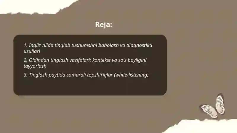 Ingiliz tilida tinglab tushunishni o'rgatish 2