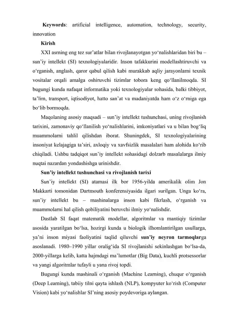 SUN’IY INTELLEKT: IMKONIYATLAR VA XAVFLAR 2