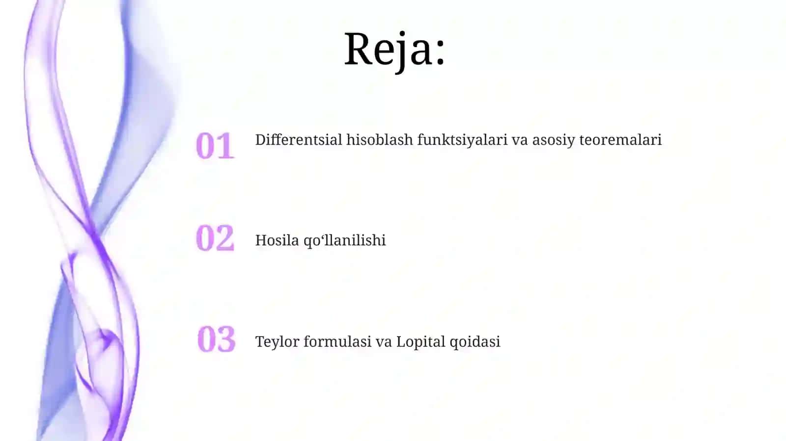 Differensial hisoblash funktsiyalari va asosiy teoremalari 2