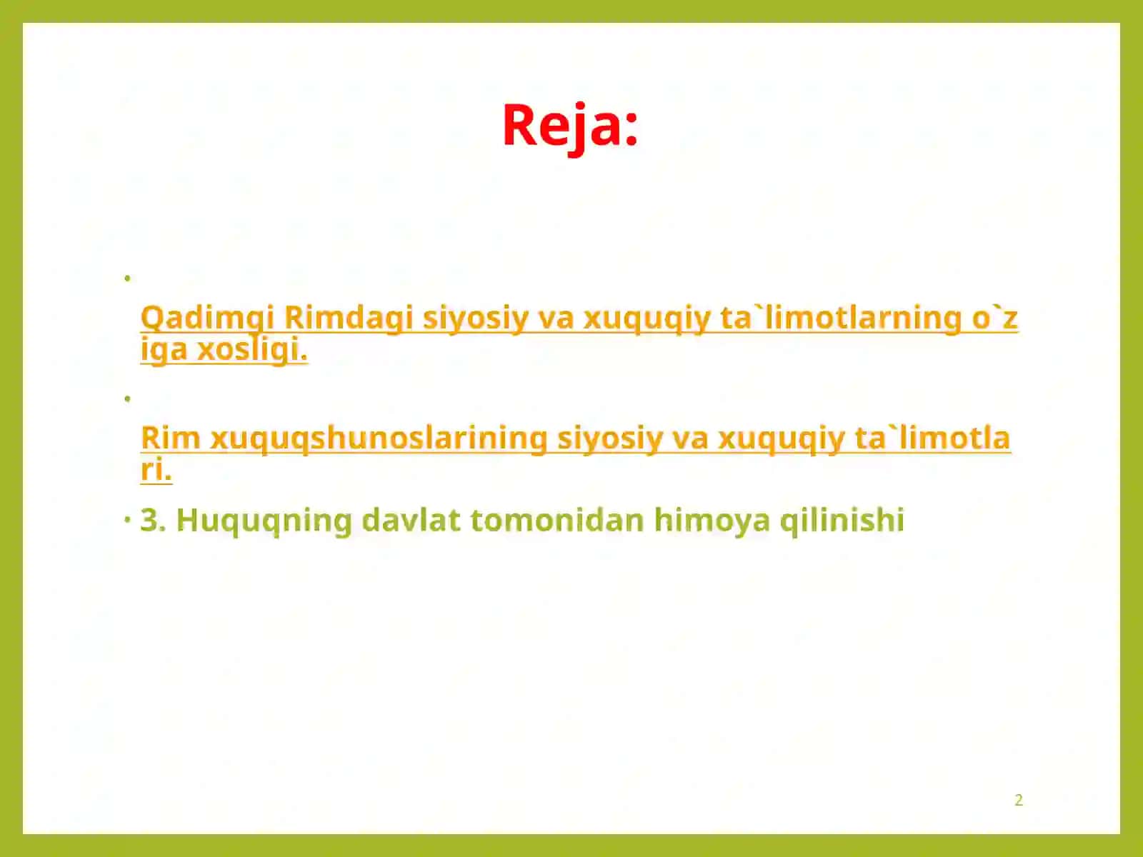 Qadimgi Rimdagi siyosiy va xuquqiy ta`limotlarning o`ziga xosligi 2