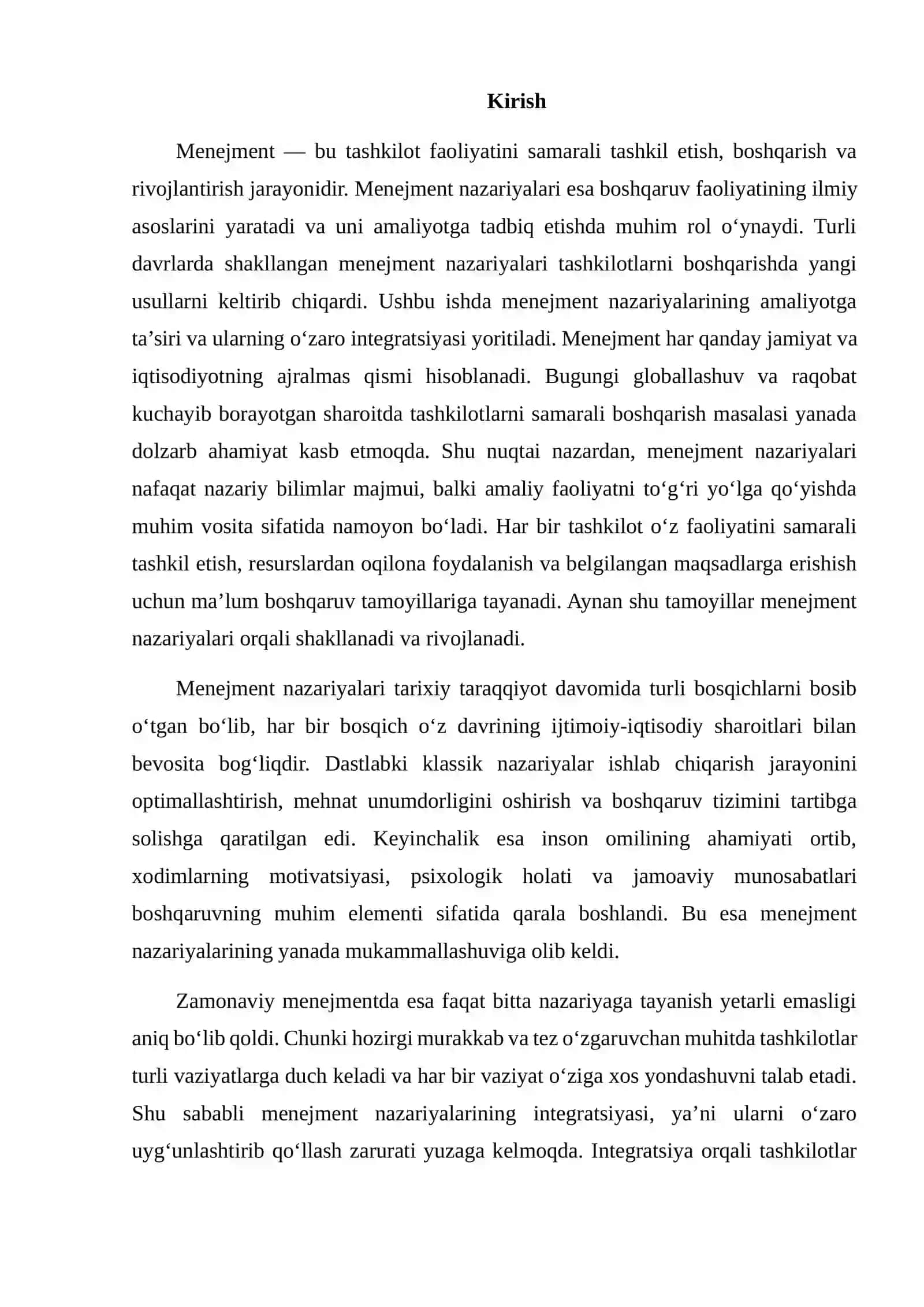 MENEJMENT NAZARIYALARINING AMALIYOTGA TA'SIRI VA ULARNING INTEGRATSIYASI 2