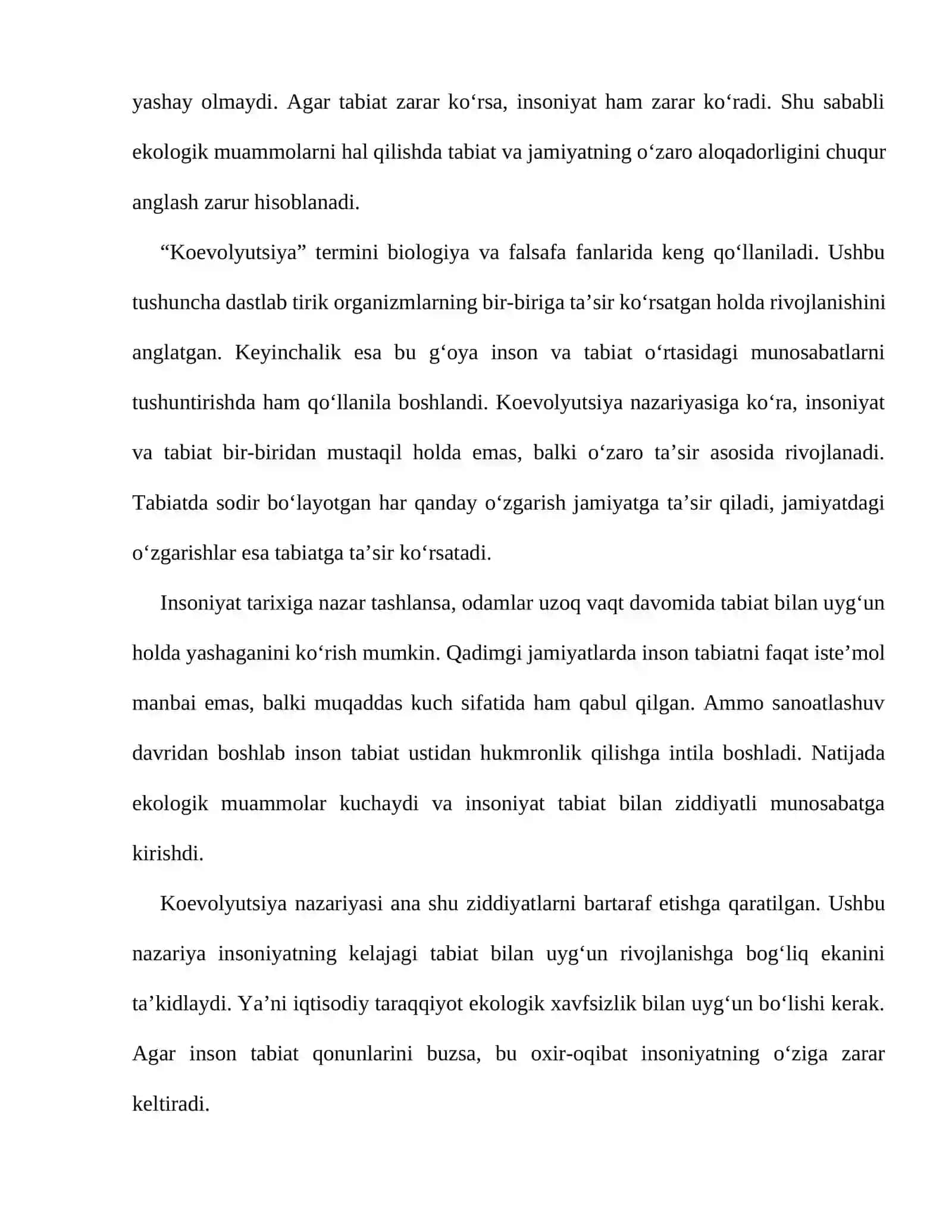 Koevolyutsiya va environmentalizm dialektikasi 2