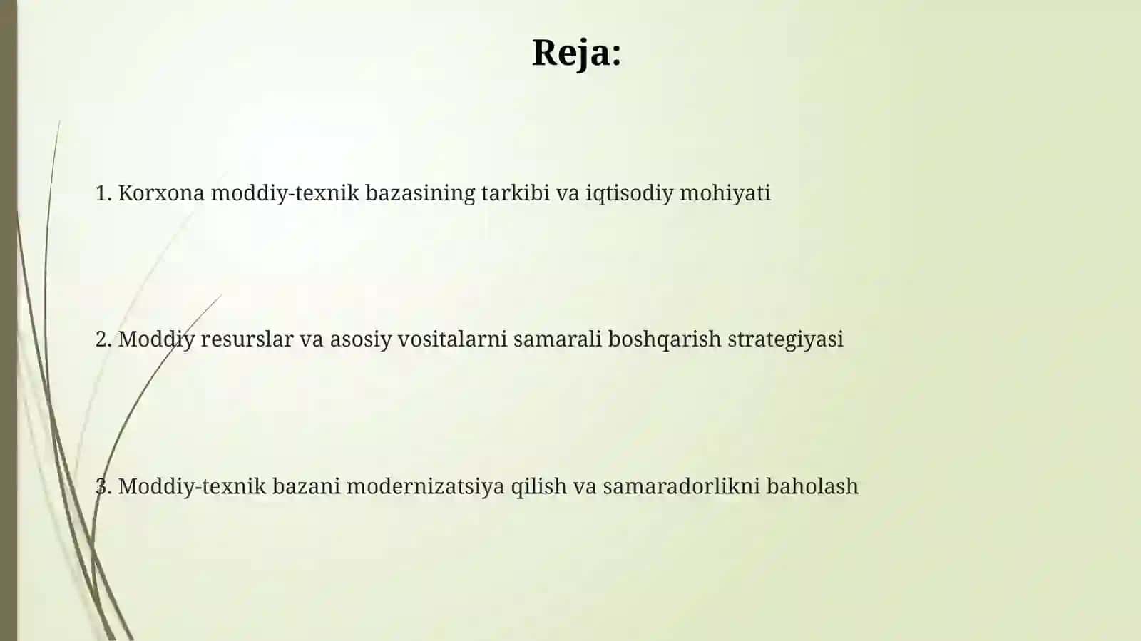 Korxonaning moddiy bazasi va ularni boshqarish 2