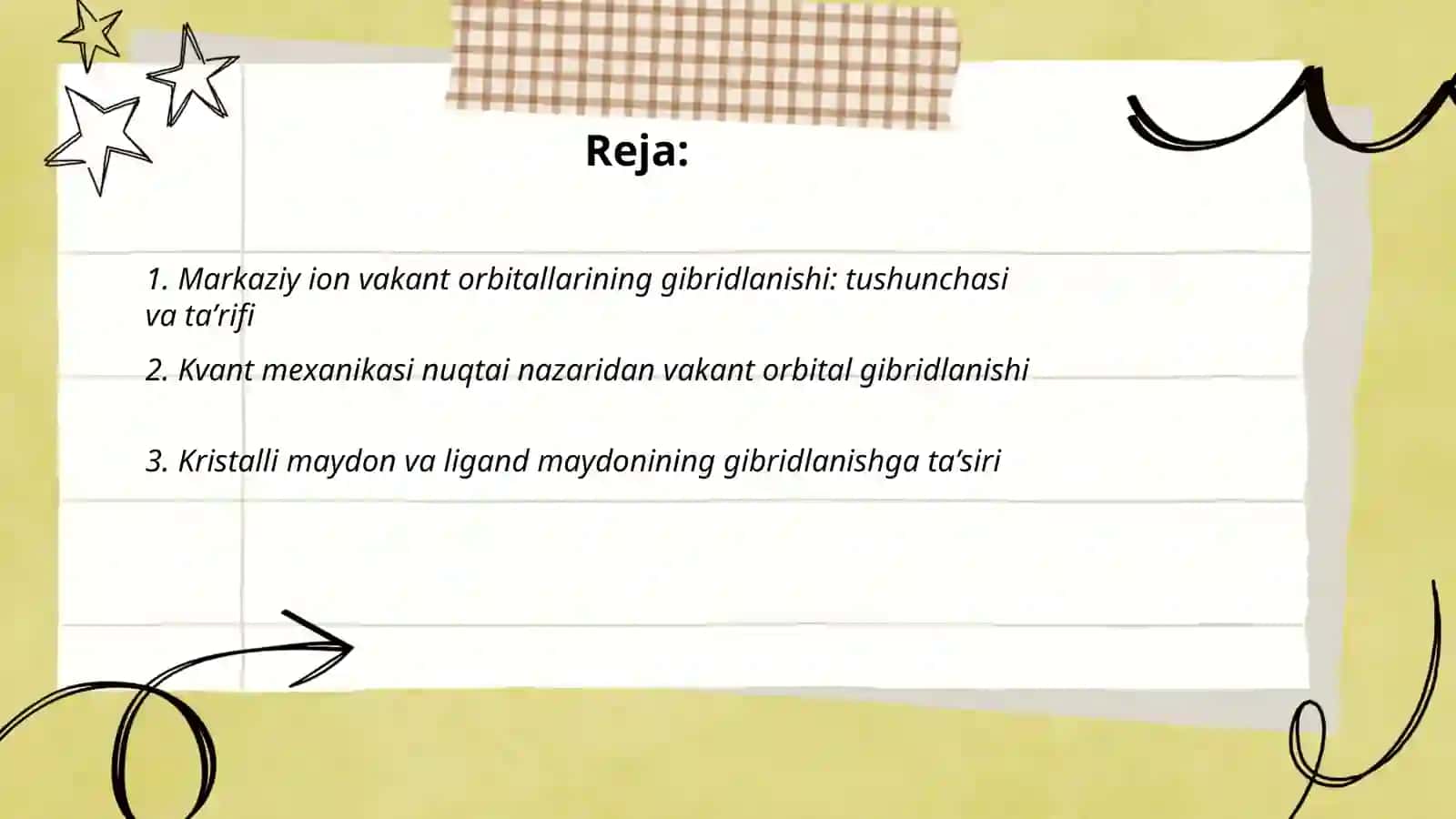 Markaziy ion vakant orbitallarining gibridlanishi 2