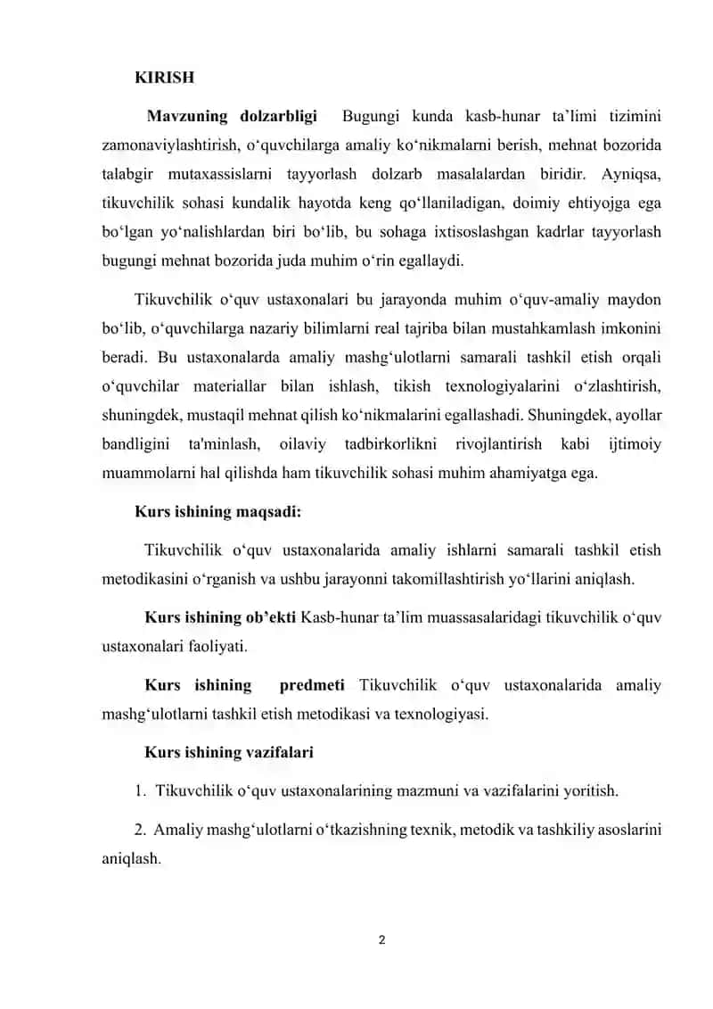 TIKUVCHILIK AMALIY MASHG‘ULOTLARINI TASHKIL ETISH 2