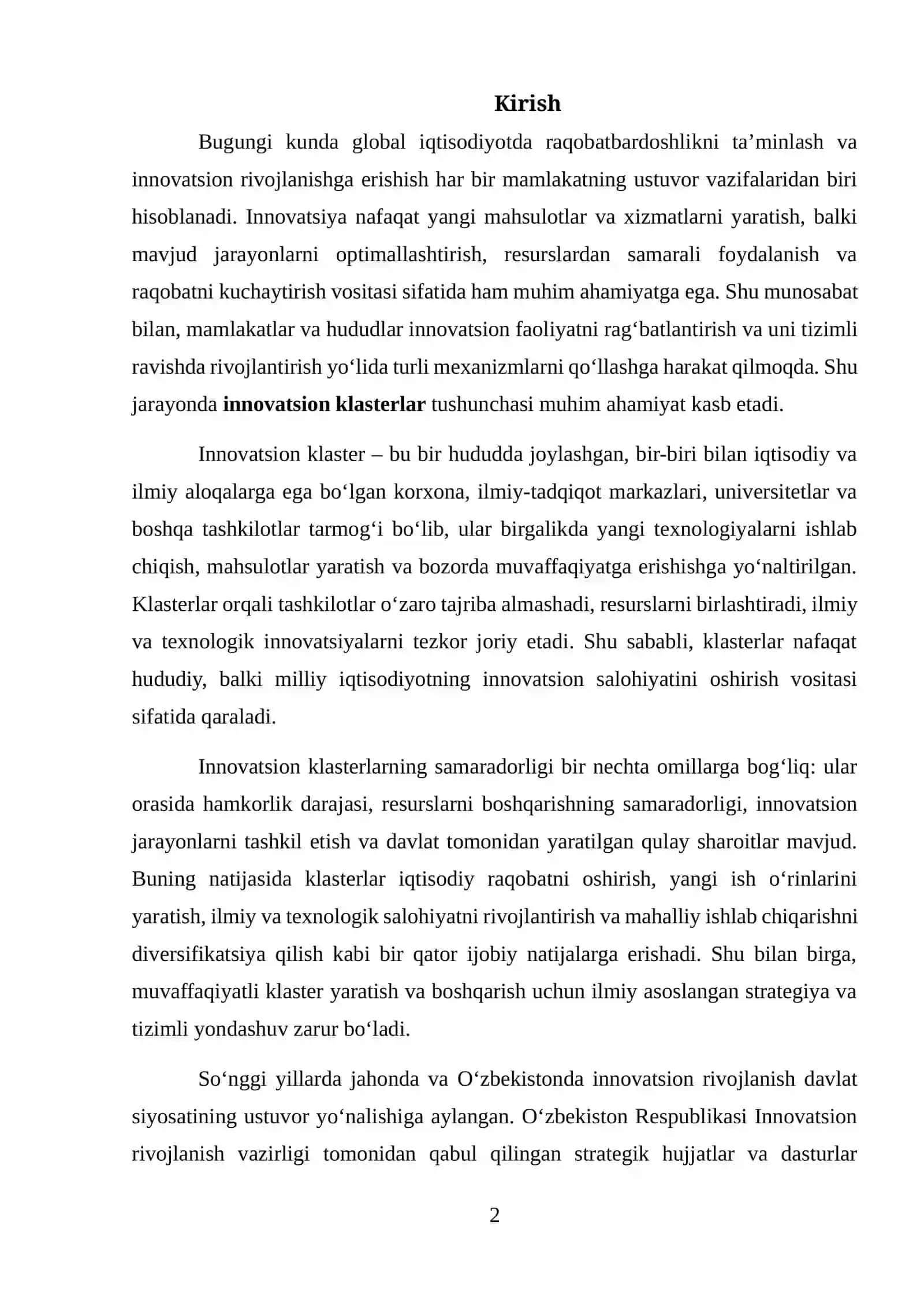 INNOVATSION KLASTERLAR TIZIMINI YARATISH VA BOSHQARISH 2