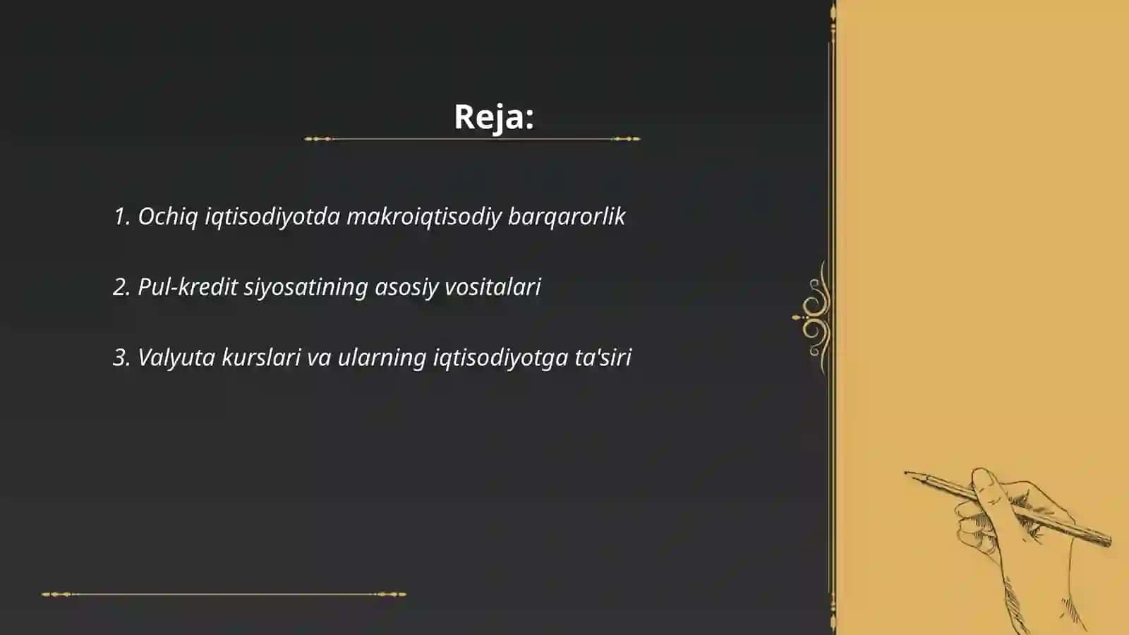 Ochiq iqtisodiyotda pul kredit siyosati 2