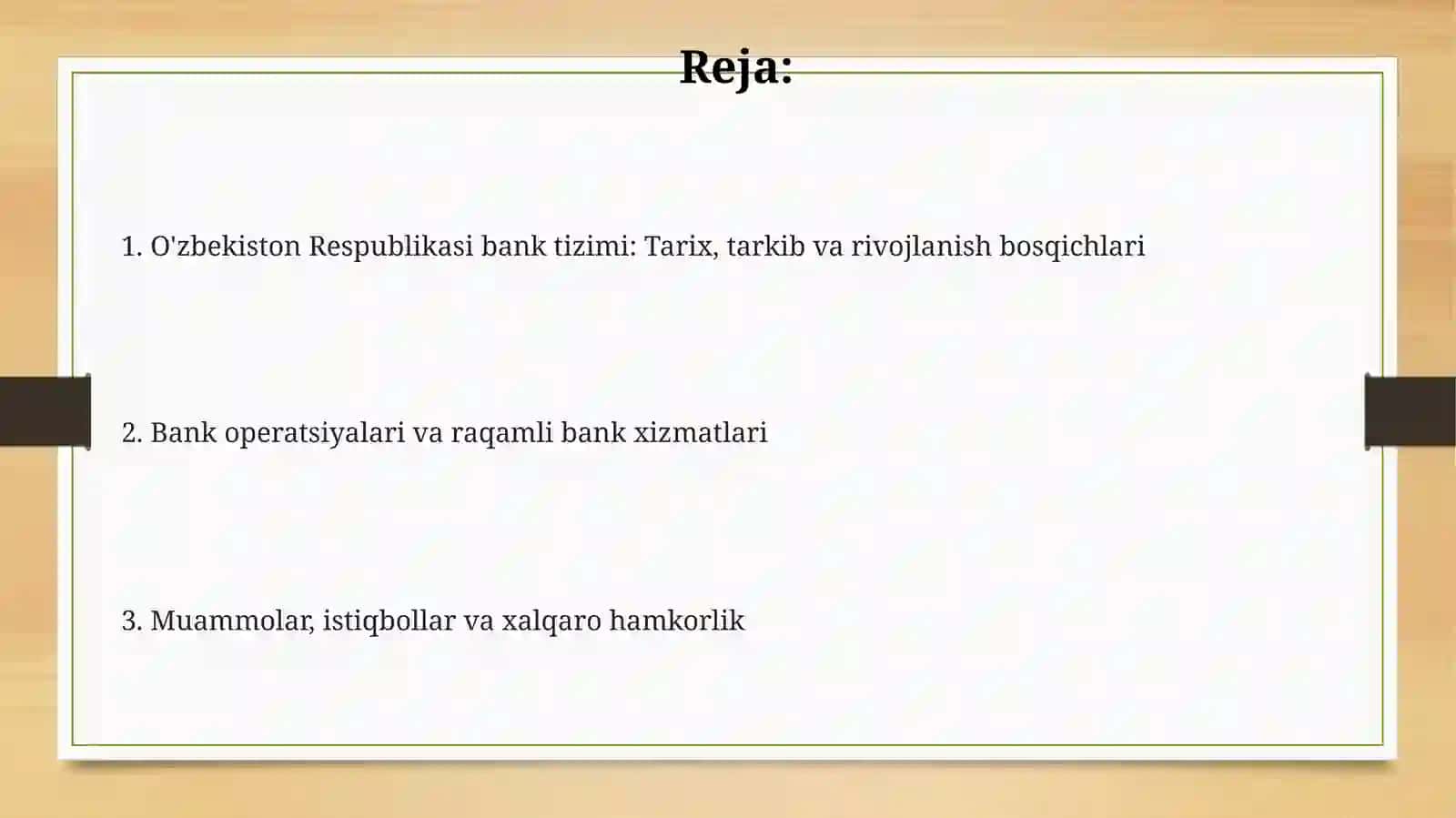 Oʻzbekiston Respublikasi bank tizimi va ularning tarkibi 2