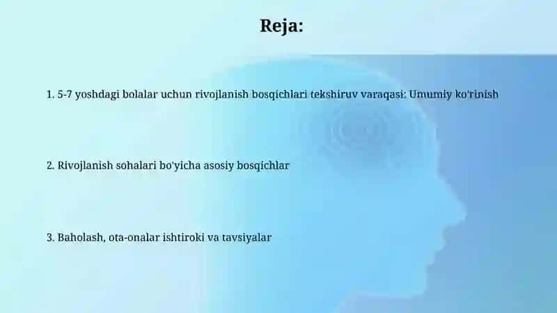 5 yoshdan 7 yoshgach bolgan bolaning rivojlanish sohalari boyichayutuqlarxaritasi 2