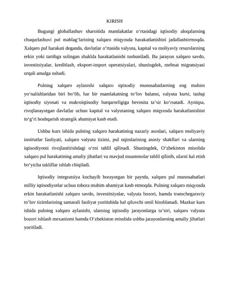 Pulning xalqaro miqyosdagi harakati 2