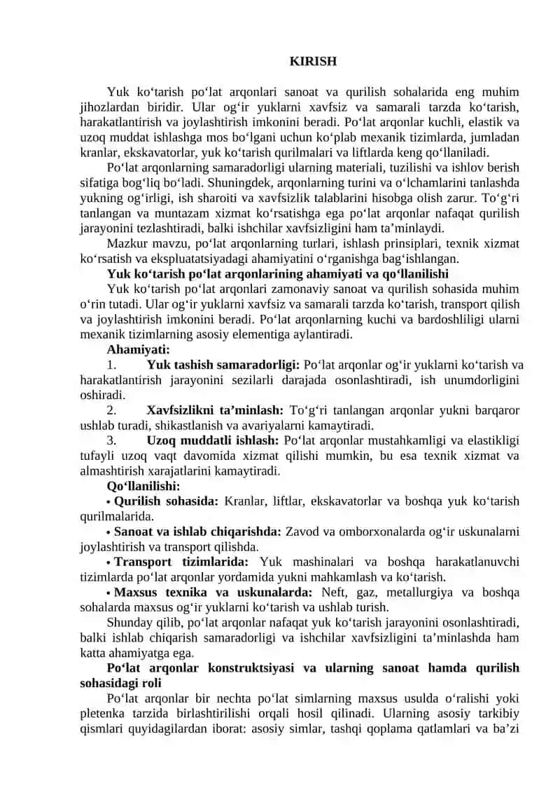 Yuk ko'tarish po'lat arqonlari 2