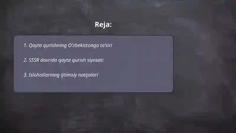 Qayta qurish yillarida O’zbekistondagi ijtimoiy-siyosiy vaziyat 2