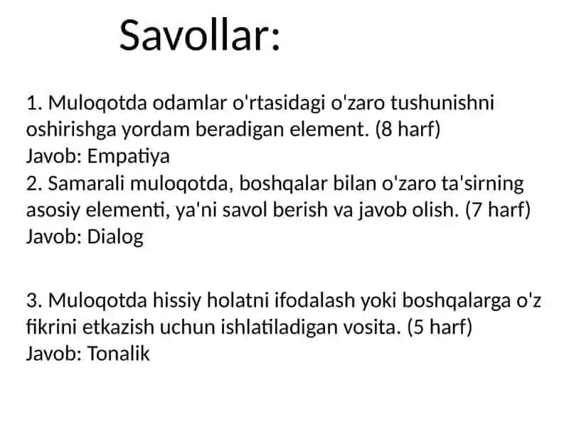 Krossvord metodi 2