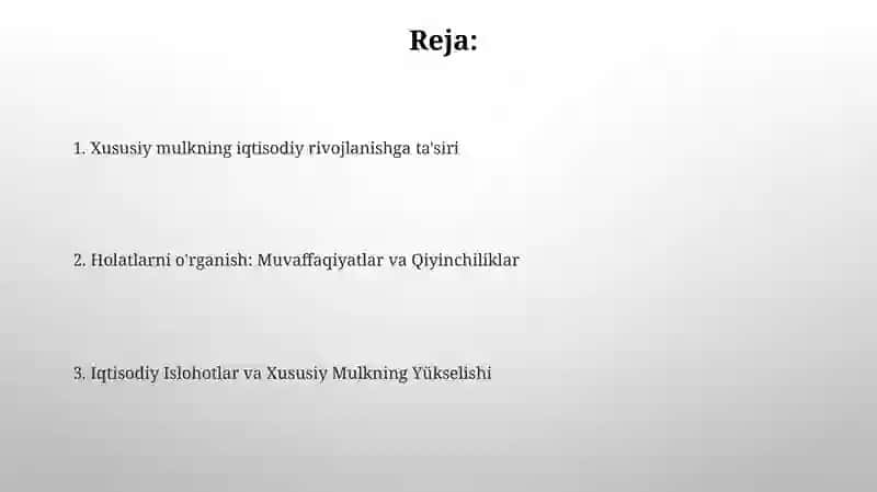 Xususiy Mulkchilikning Iqtisodiy Rivojlanishi 2
