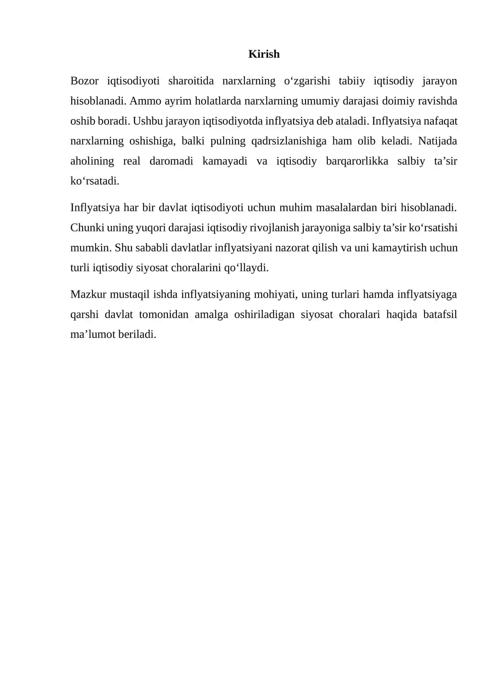 Inflyatsiya Narxlari Umumiy Darajasining Oshish Jarayonidir, Uning Turlari va Ung 2