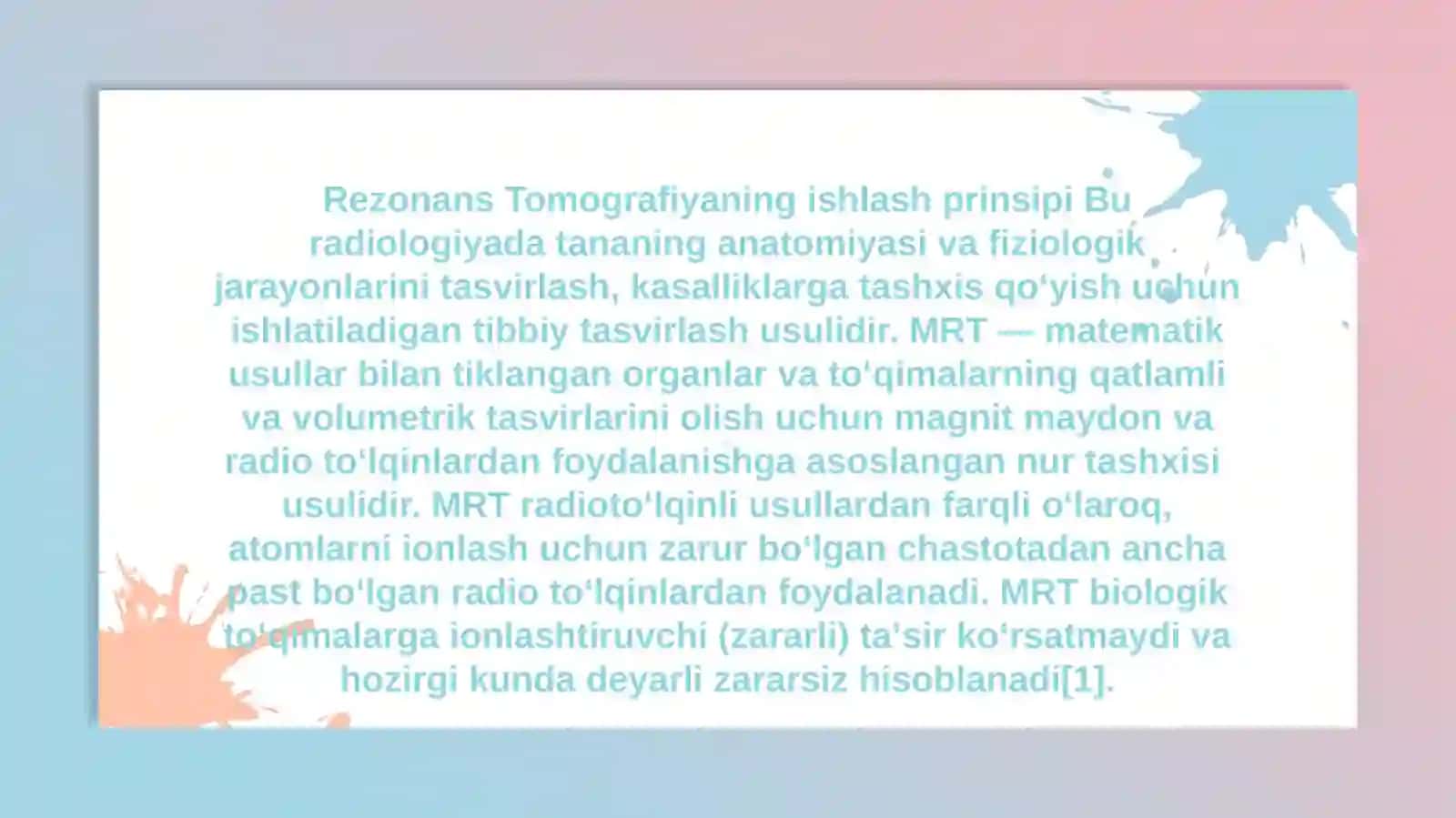 Tibbiyotda zamonaviy tekshirish usullari (MRT, KT, PET) 2