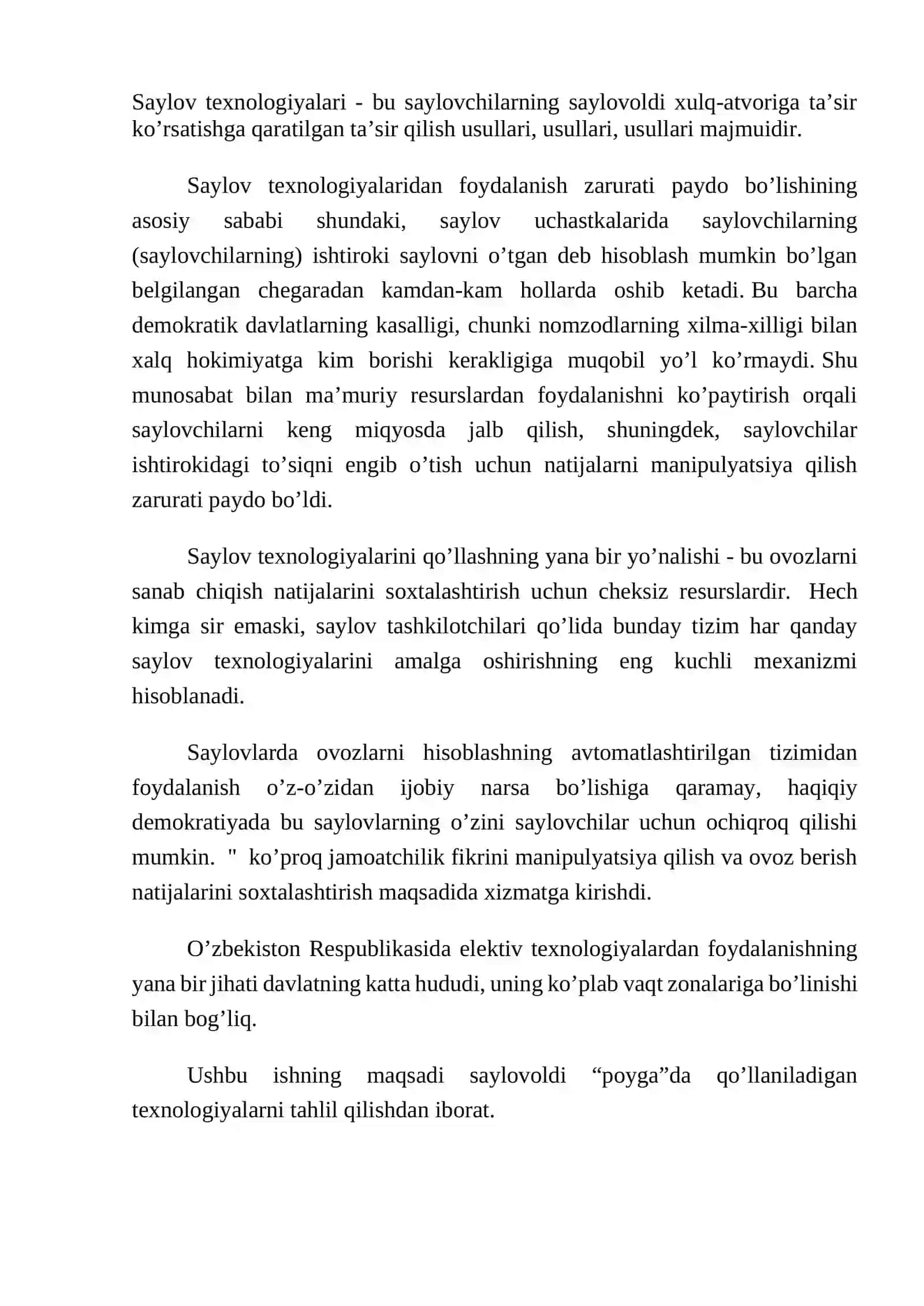 Saylov texnologiyalari 2