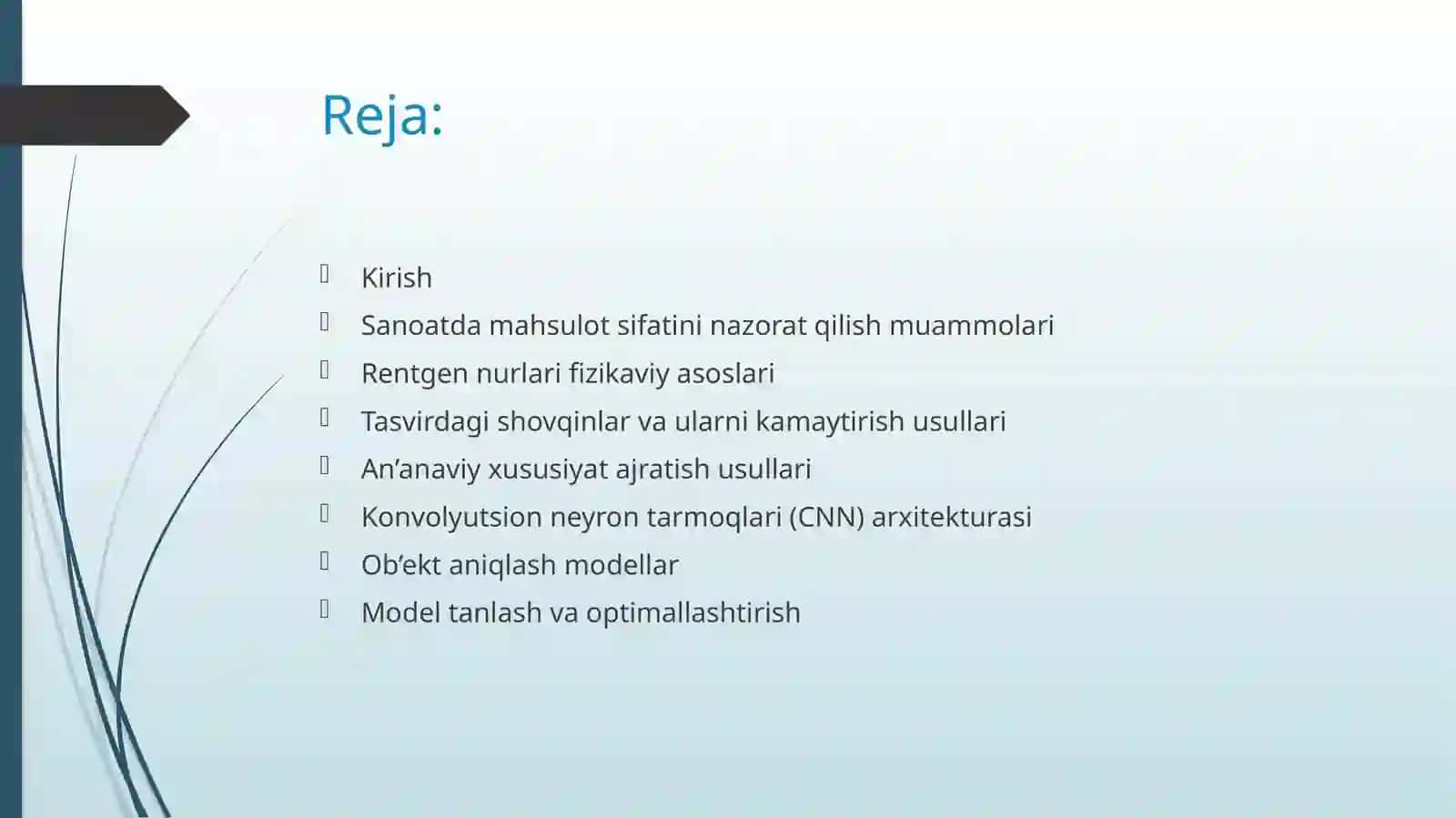 Sun’iy intellekt usullari asosida rentgen uskunalaridan olingan tasvirlardan mahsulotlarni tanib olish dasturini ishlab chiqish 2